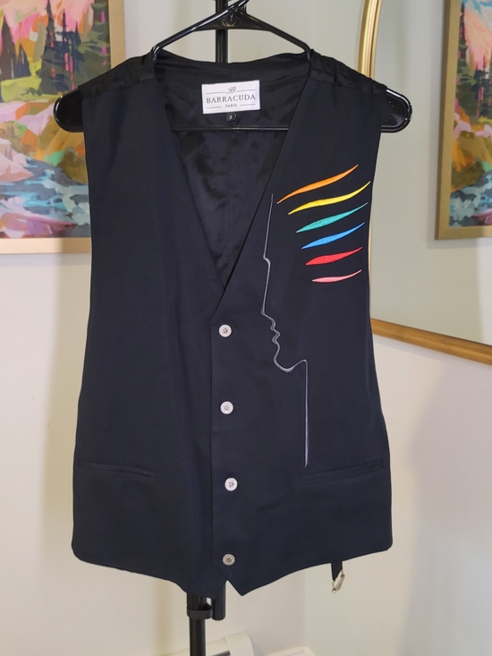 Barracuda Other - BARRACUDA PARIS Black Vest Face with Rainbow Embroidery